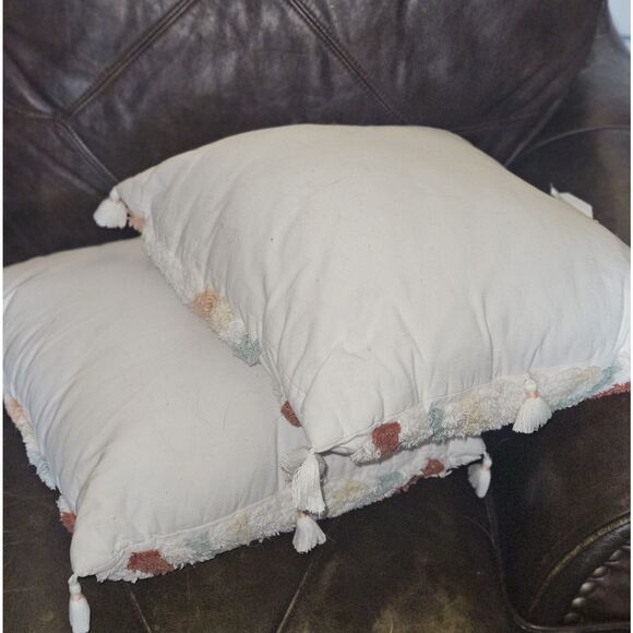 Pair Of Opalhouse Boho Throw Pillows 18x18, Decorative Pillow  with Tassels - Picture 2 of 6